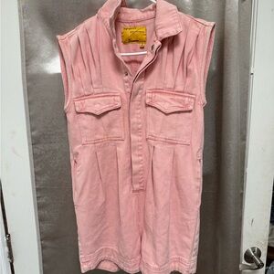 Signature8 Blush Pink Denim Shorts Romper